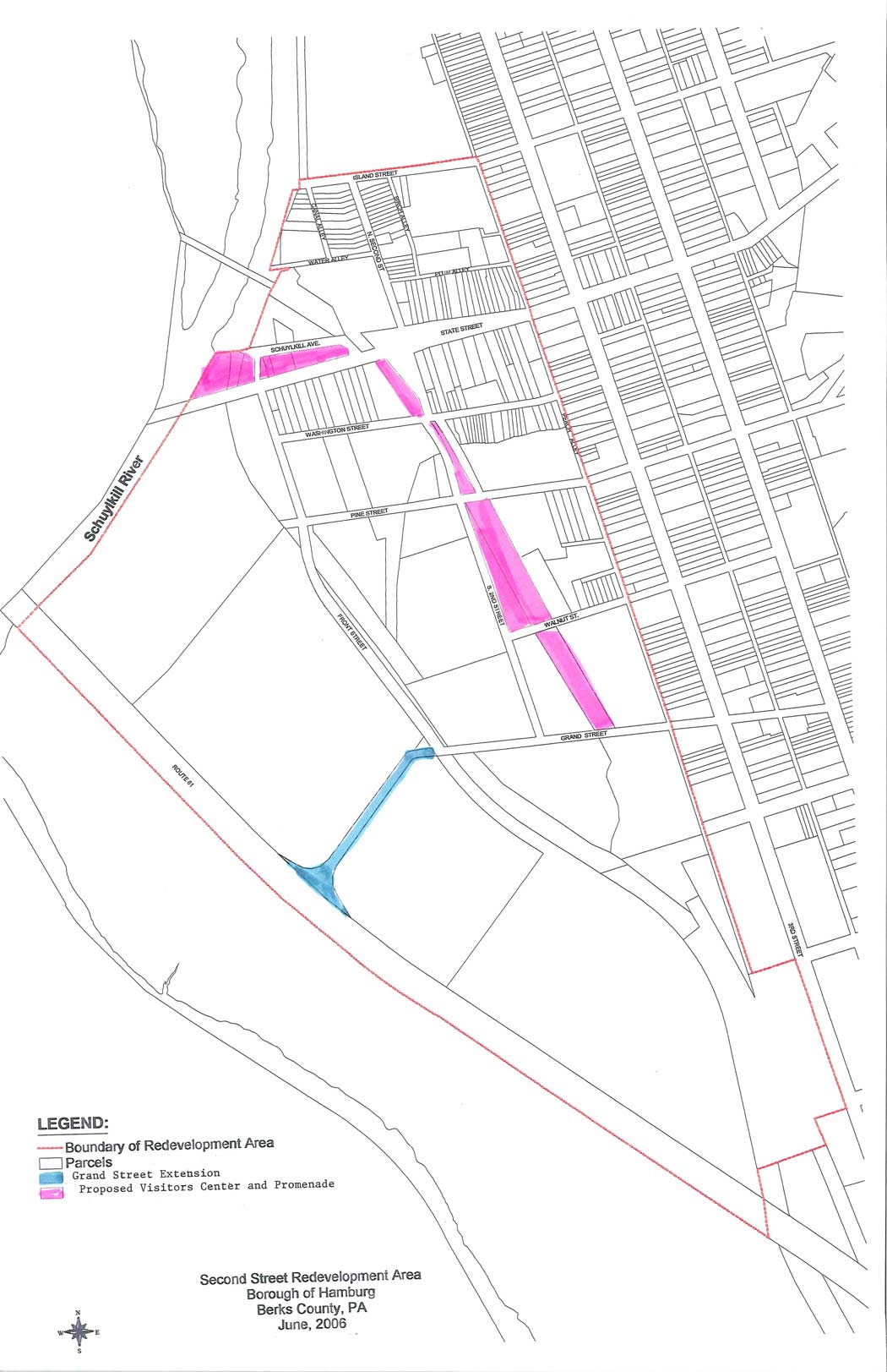 Map of the Second Street Redevelopment