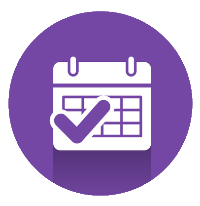 Purple icon with a calendar on it